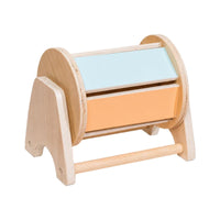 Rotating Wooden Drum Toy with Base Child-Centered-Inspired Revolving Drum Sensory Interactive for Babies, Toddlers, Infants, Playroom, Daycare, Classroom