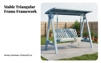 Solid Wood Construction Freestanding Multi-Person Swing Weather-Resistant 2-Person Canopy Swing Lattice Backrest Outdoor Furniture Reinforced Frame for Children, Homeowners, Courtyard, Garden, Backyard, Patio