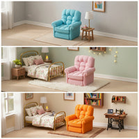 Miniature Sofa 3D-Printed Dollhouse Sofa Miniature Armchair Elegant Chair Compact for Collectors, Desktop Display, Craft Scenes
