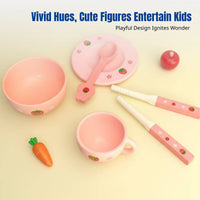 Wooden Pretend Kitchen Accessories for Children Tableware Set Bowl Mug Plate Spoon Educational Toy