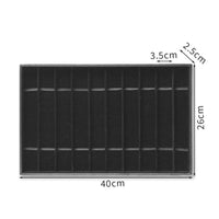 Narrow Slots 10-Compartment Watch Tray Divided Insert Watch Display Tray Lidless Black Leather