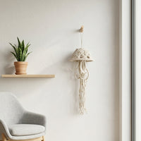 Woven Jellyfish Ornament Textured Rope Tapestry Nordic Inspired Wall Hanging for Home and Kids Nursery