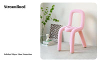 Unique Shape Upholstered Tube Chair Modern Aesthetic Vanity Stool Wavy Backrest Home Furniture Soft & Comfortable for Young Adults, Homeowners, Apartment Dwellers, Bedroom, Makeup Room, Dressing Area, Entryway