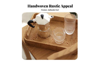 Rectangular Woven Tray with Handles Handmade for Living Room, Hosts, Cafe Owners