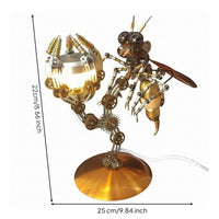 3D Metal Bee Assembly Tool Kit 3D Metal Bumblebee Ornament Lifelike Design Circular Base Cute Style Decorative