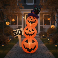 Stacked Pumpkin Inflatable Spooky Halloween Inflatable Pumpkins Festive Pumpkins with Magician's Hat for Homeowners