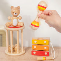4 Pieces Percussion Toy with Xylophone Rhythm Wooden Percussion Set Educational Wooden Xylophone for Playroom