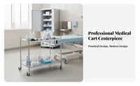 Locking Casters Medical Instrument Cart Heavy Duty Stainless Steel Treatment Cart Raised Guardrails Medical Rolling Trolley Resistant for Workshop Workers, Salon and Spa Professionals, Hospital, Operating Room, Research Facility Oratory, Kitchen