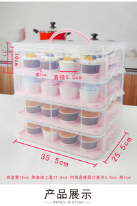 Cupcake Carrier Box with Handle, Plastic Multi-Layer Storage Container for Dessert Stand Transport