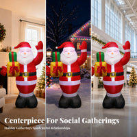 Printed and Sewn Santa with Gift Bag Smooth Inflated Panels Inflatable Santa Father Christmas Raised Arm Holiday Decoration