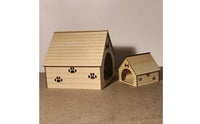Miniature Dog House Paw-Print Dollhouse Doghouse Compact Wooden Pet House Prop for Photographers