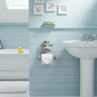 Drill-No-Drill Installation Highland Cow Toilet Paper Holder Decorative Cute Cow Paper Roll Dispenser Ideal Gift Funny Creature Tissue Holder Easy to Clean for Children, Powder Room, Cabin, Kitchen