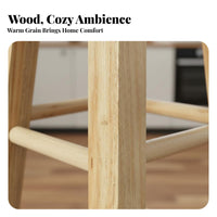 Sturdy Construction Simple Wooden Stool Heavy Duty Wooden Bar Stool Easy Assembly Household Furniture Built-in Footrests for Adults, Homeowners, Cafe, Dining Room, Pub