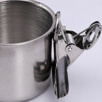 Silver Dog Crate Water Bowl Clip On, Polished Stainless Steel Feeder Cup, Easy to Clean Cage Water Bowl for Budgerigar, Cockatiel, Lovebird