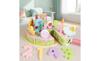 Pastel Wooden Birthday Cake Toy Learning Birthday Cake Play Food Set Safe Sturdy for Preschool