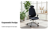 Reclining Function Highspine Ergonomic Chair Adjustable Headrest Highspine Rolling Work Chair Support Office Furniture 360° pivot for Remote Workers, Students, video game enthusiasts, Bedroom, Study Room
