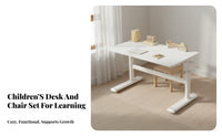 Kids Desk and Chair Set Solid Wooden Core Height Adjustable Study Desk Bookstand Adjustable children's Study Table for Students, Girls