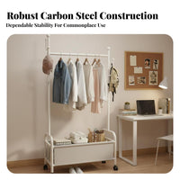 Multi-Functional Clothes with Shoe storage-efficientSaving Garment Rack Stable Design Clothing Stand sturdyDuty for Students, Renters, householders, Bedroom, Dorm Room, Entryway, Balcony