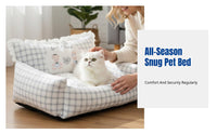 Plaid Pet Sofa All-Season Use Miniature Pet Sofa Removable Cover Pet Furniture for Small Dogs, Hare Owners, Indoors, Living Room, Bedroom