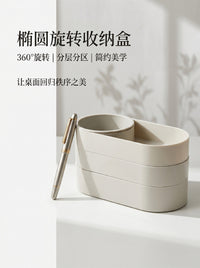 Creative Rotating Pen Holder Organizer for Desk, Multi-Layer Stationery Storage with Compartments, Nordic Style