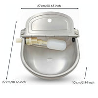 1 Piece Automatic Water Bowl Livestock Waterer Auto Fill Float Valve Float Ball Valve Durable Stainless Steel Rounded Basin Suitable for Farm Animals Pastures Barns