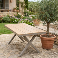 Garden Table Set, Outdoor Dining Set, BBQ Table, 75cm, Rectangular, Wood Composite Material, 4-Piece Set