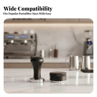 2 Pieces Two-Piece Espresso Tamper Set Portafilter Espresso Tamper Kit Black and Silver Coffee Distributor Cylindrical