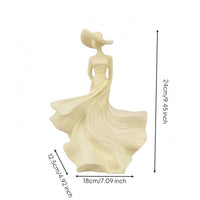 Graceful Figurine with Hat Elegant Tabletop Sculpture Smooth Woman Figurine Aesthetic for Living Room, Office