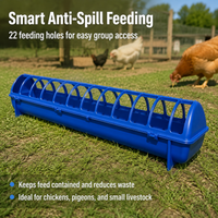 Blue Flip-Top Chicken Feeder, Anti Spill Poultry Feeder with Lid, Easy Clean Chick Feeder for Hens Backyard Feeder