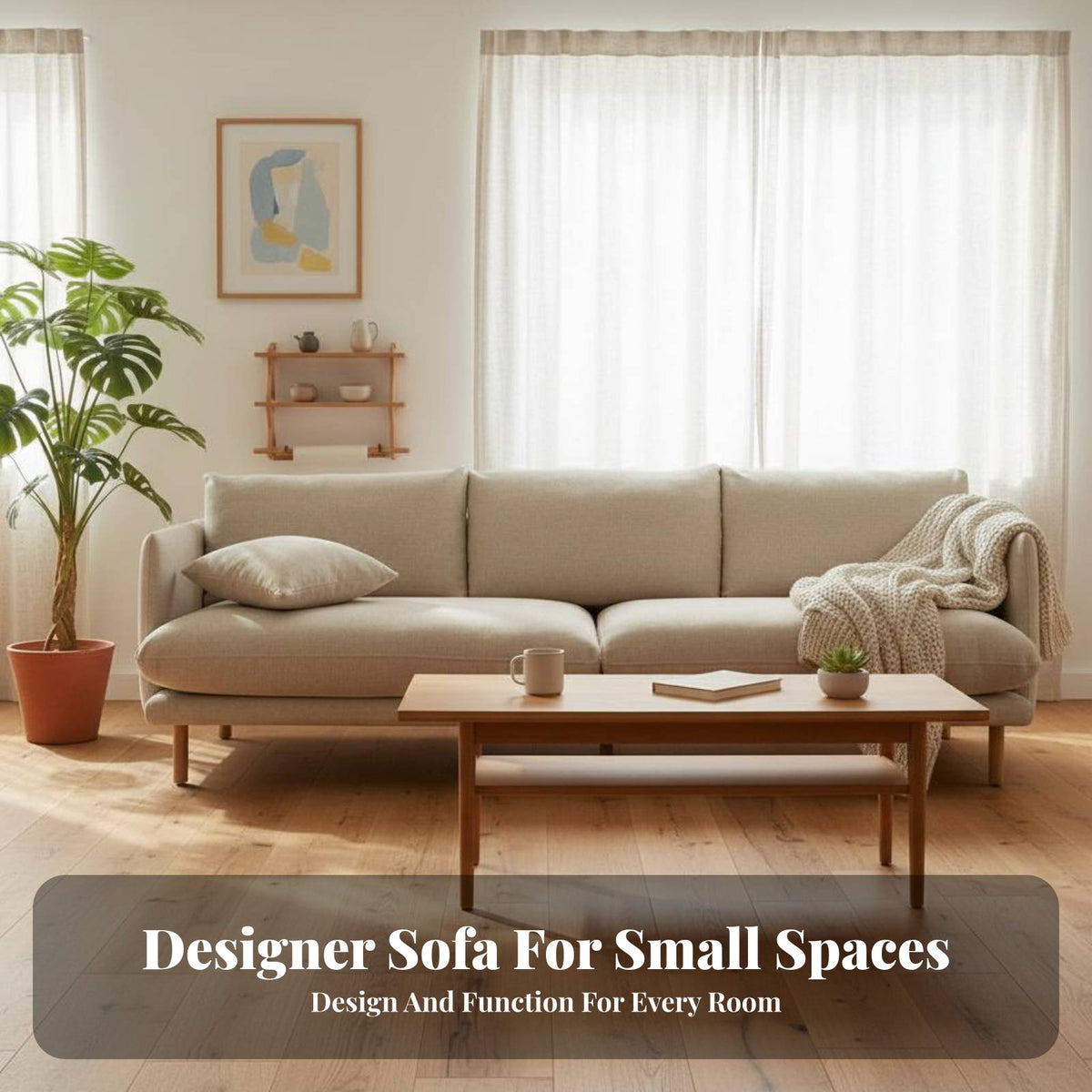 3-Seater textile Sofa Minimalist Design 3-Seater Settee Japanese artistic design Living Room Seating for Apartment Dwellers, Families, Home, Bedroom, Nursery