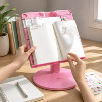 Adjustable Ergonomic Book Stand for Kids, Portable Desktop Reading Holder for Students, Document Holder with Page Clips