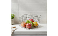 Open-Grid Metal Wire Basket with Handle Easy to Carry Wire Shopping Basket with Handle Strong Long-Lasting for Kitchen
