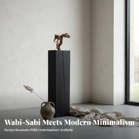Charred Wood Plinth Natural Simplicity Aesthetic Pedestal Stand Carbonized Finish Multi-Functional for Homeowners, Guesthouse