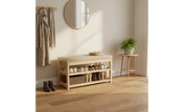 Multi-Functional Shoe Changing Stool with Coat Hanger Solid Wood Coat Rack with Shoe Storage Space Saving Household Furniture Heavy Duty for Hallway
