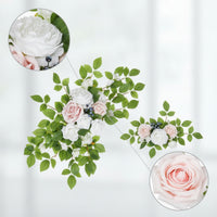 Draped Wedding Arch Flowers with Textile White Floral Swag with Greenery Lightweight Artificial Flower Swag Reusable for Brides