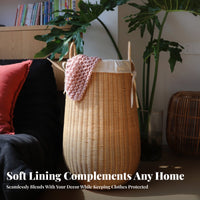 Woven Floor Basket Multi-Purpose Laundry Hamper Natural Design for Homeowners