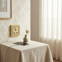 1gang Wall Socket Embossed 15a Socket Panel Hardware Gold-Toned Decorative for Interior Designers, Living Room, Bedroom