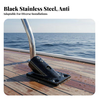 Stainless Steel Stanchion Base Boat Handrail Base Heavy Duty Black Tube Flange for DIY Enthusiasts, RV Owners, Boats, Decks, Docks