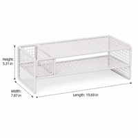 2 Tier Metal Monitor Stand with Storage Desk Shelf for Home Office Workspace
