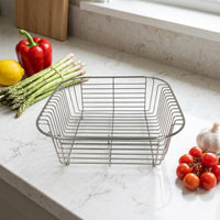 Sink Strainer and Dish Drainer for Kitchen, Stainless Steel Sink Drainer Basket, Fine Mesh Food Waste Catcher, Modern Minimalist Style Design