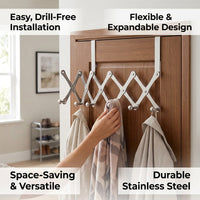 Bedroom and Closet Hanging Rack with Storage Hook for Door Organizer, Steel Over the No Drill Design, Heavy Duty 20kg Load Capacity