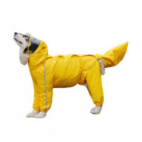 Four-Legged Dog Raincoat Male and Female Specific Design Full Coverage Dog Raincoat Hood with Clear Visor Canine Clothing for Outdoor