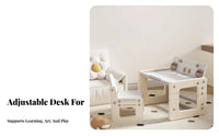 Adjustable Block-Building Table Ergonomic Design two-sidedSurface Play Table with Storage Multi-Functional Safe Rounded Edges