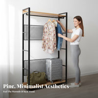 Nordic Design Freestanding Wardrobe Unit Freestanding Wardrobe with Shelves Multi-Tier Shelving Garment Rack Heavy-Duty for Apartment Dwellers, Renters, Homeowners, Walk-in Closet, Dressing Room