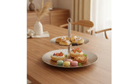 2-Tier Fruit Tray Decorative Cupcake Stand with Handle Stable Two-Tier Serving Platter for Hosts