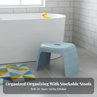 Non-Slip Feet Stackable Utility Seat Rounded Corners Step Stool Heavy-Duty Household Furniture Thickened Construction for Children, Adults, Family, Bathroom, Entryway, Living Room, Kitchen