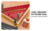 High Precision Adjustable Angle Ruler Easy to Read Scale Multifunctional Triangle Ruler CNC Machined for Woodworkers, Workshop, Construction
