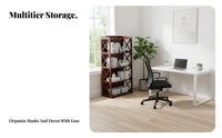 Minimalist Design Narrow Vertical Shelf Unattachedstanding Multi-Tier Cross-Braced Frame Shelf Sturdy Construction Bookshelf Combinable for Office Workers, Apartment Dwellers, Study Room, Bedroom, Corner Areas, Entryway