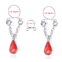 Nipple Rings with Dangle Charm Teardrop for Clubwear