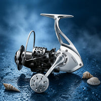 6000 Series Reel Silver and Black Metal Rotating Fishing Reel Compact